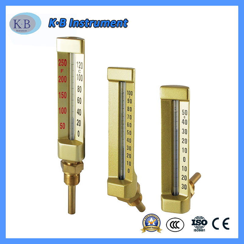 Velkoobchod Price Custom Made Industrial Thermometer V-Line V Line Thermometer Angle Straight Brass Golden Finish Glass Thermometer
